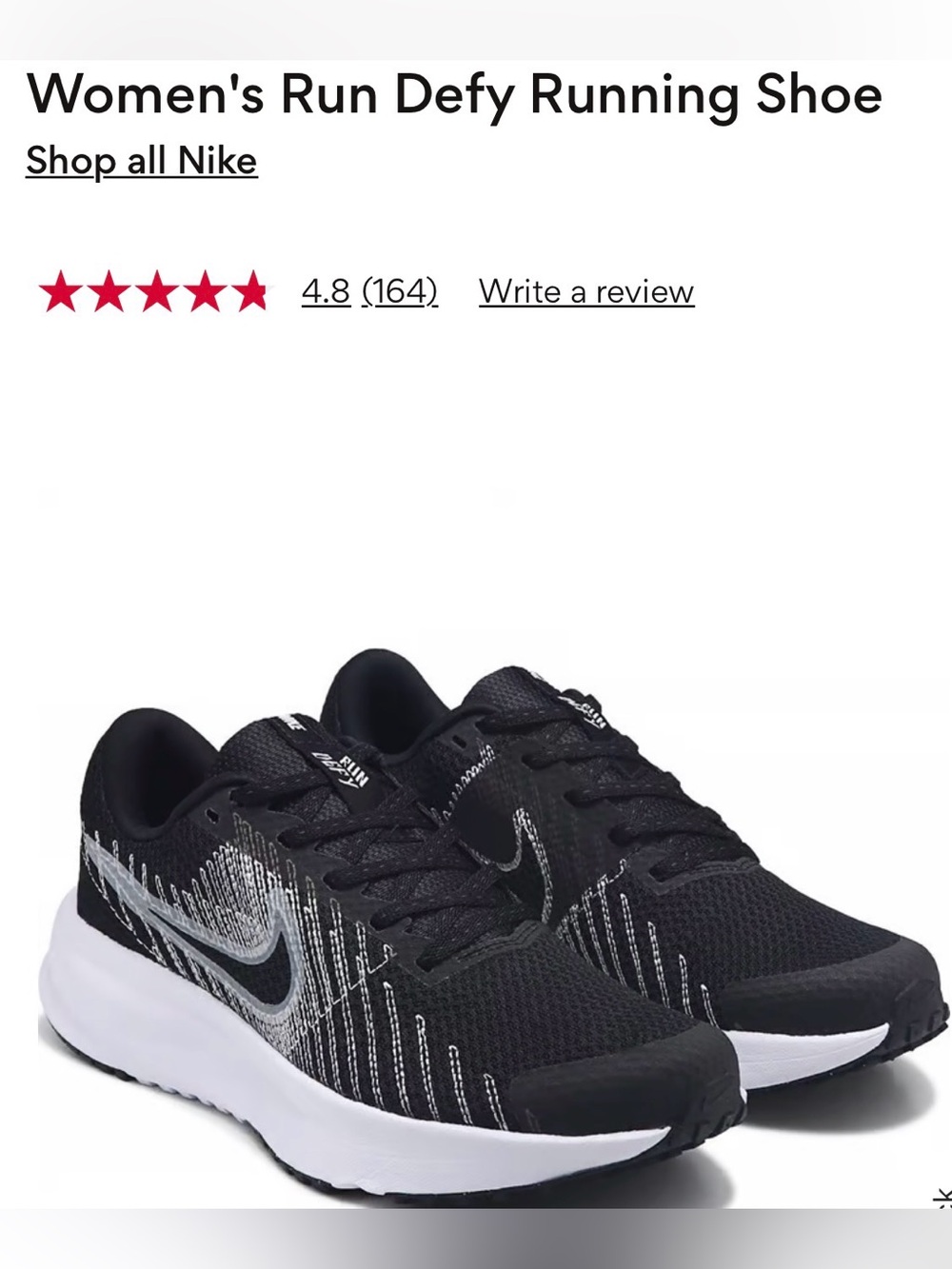 Nike Woman Black and White Mesh Running Sneakers